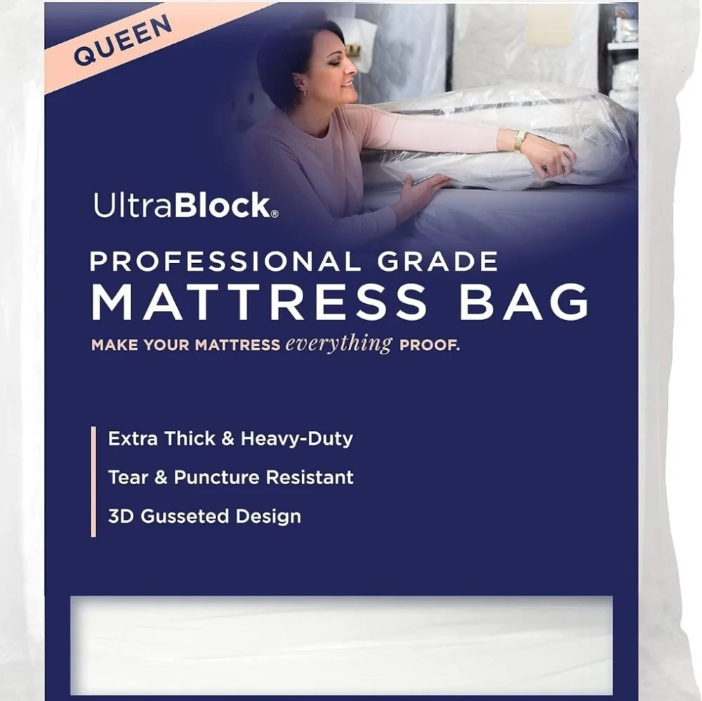 Queen Mattress Protector Bag Moving Storage Protection 6 Mil Thick Plastic NWT